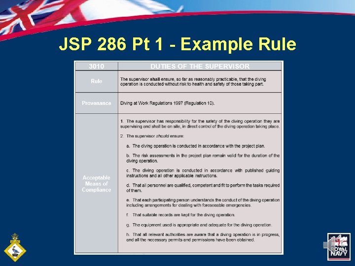 JSP 286 Pt 1 - Example Rule 