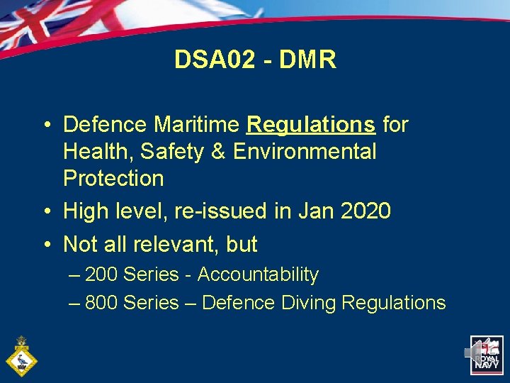 DSA 02 - DMR • Defence Maritime Regulations for Health, Safety & Environmental Protection