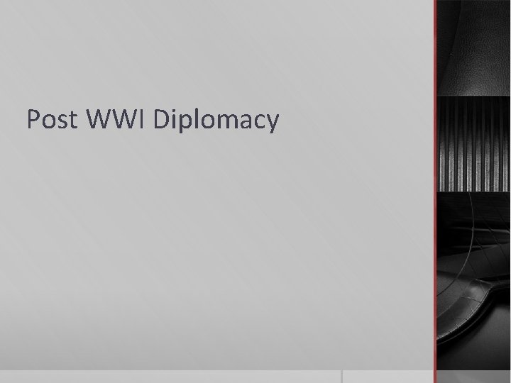 Post WWI Diplomacy 