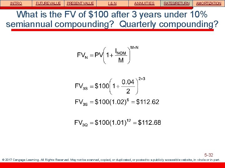 INTRO FUTURE VALUE PRESENT VALUE I&N ANNUITIES RATES/RETURN AMORTIZATION What is the FV of