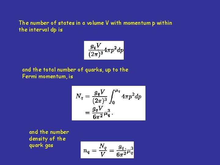 The number of states in a volume V with momentum p within the interval