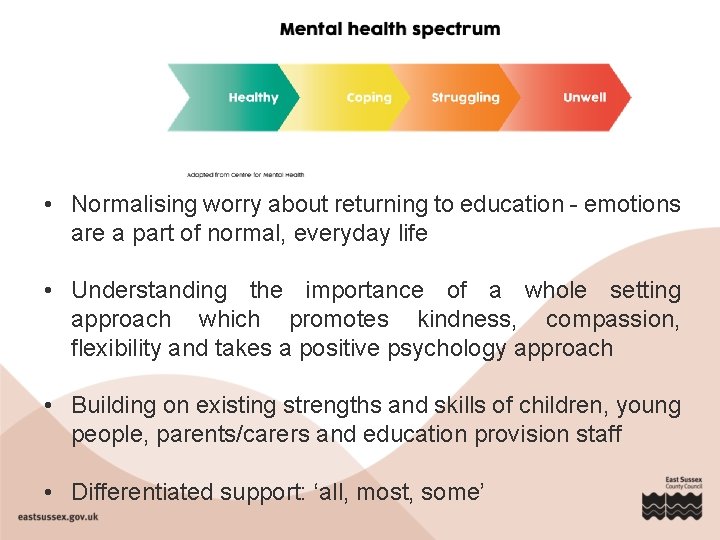  • Normalising worry about returning to education - emotions are a part of