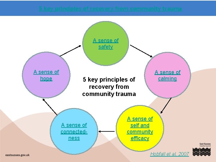 5 key principles of recovery from community trauma A sense of safety A sense