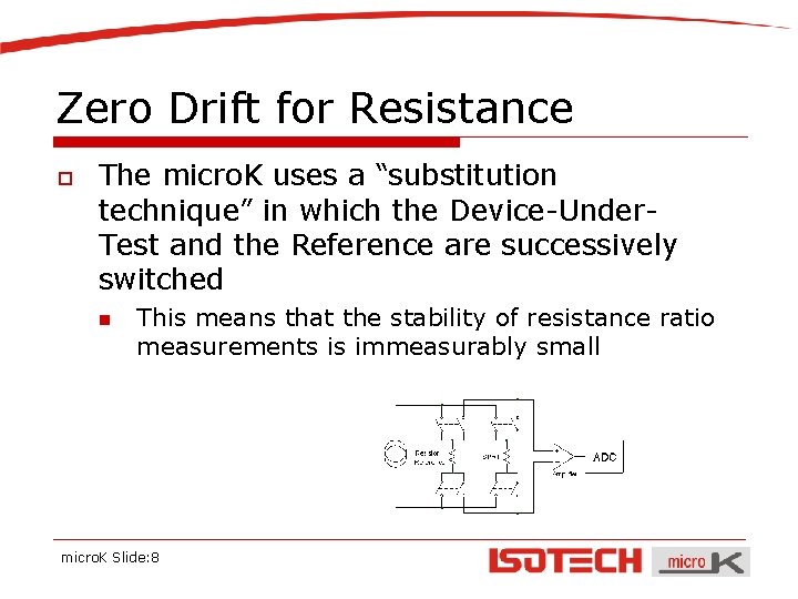 Zero Drift for Resistance o The micro. K uses a “substitution technique” in which