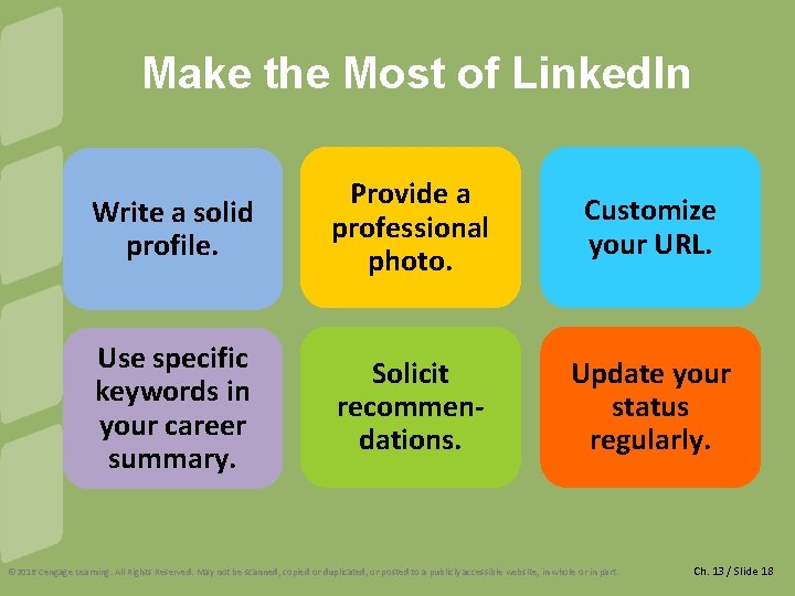 Make the Most of Linked. In Write a solid profile. Provide a professional photo.