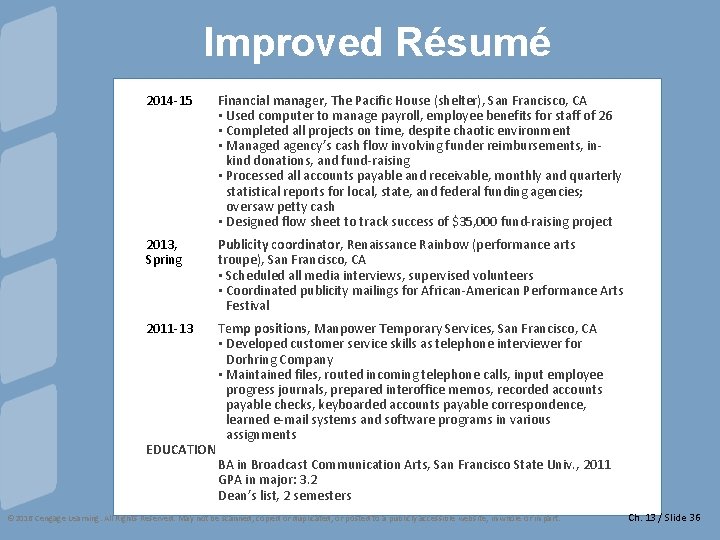 Improved Résumé 2014 -15 Financial manager, The Pacific House (shelter), San Francisco, CA •