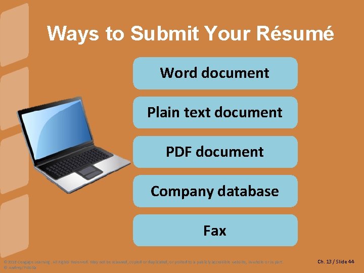 Ways to Submit Your Résumé Word document Plain text document PDF document Company database