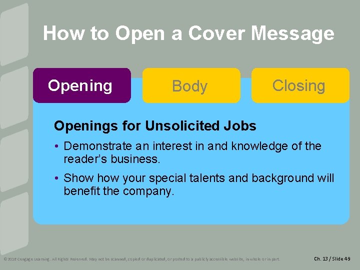 How to Open a Cover Message Opening Body Closing Openings for Unsolicited Jobs •