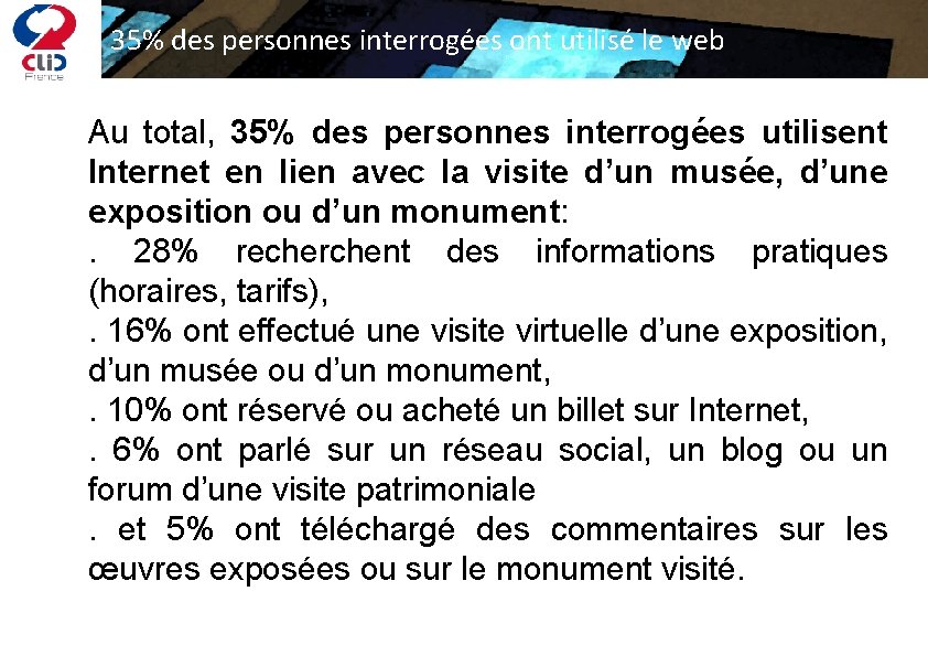 35% des personnes interrogées ont utilisé le web Au total, 35% des personnes interrogées