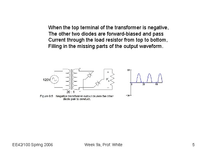 When the top terminal of the transformer is negative, The other two diodes are