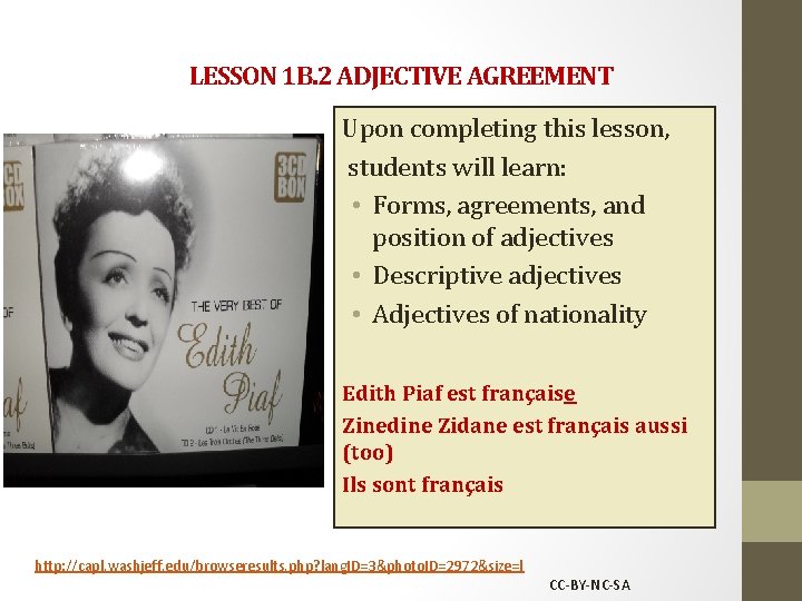 LESSON 1 B. 2 ADJECTIVE AGREEMENT Upon completing this lesson, students will learn: •