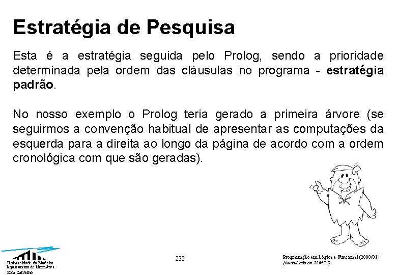 Estratégia de Pesquisa Esta é a estratégia seguida pelo Prolog, sendo a prioridade determinada