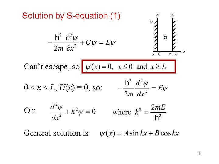 Solution by S-equation (1) Can’t escape, so 0 < x < L, U(x) =