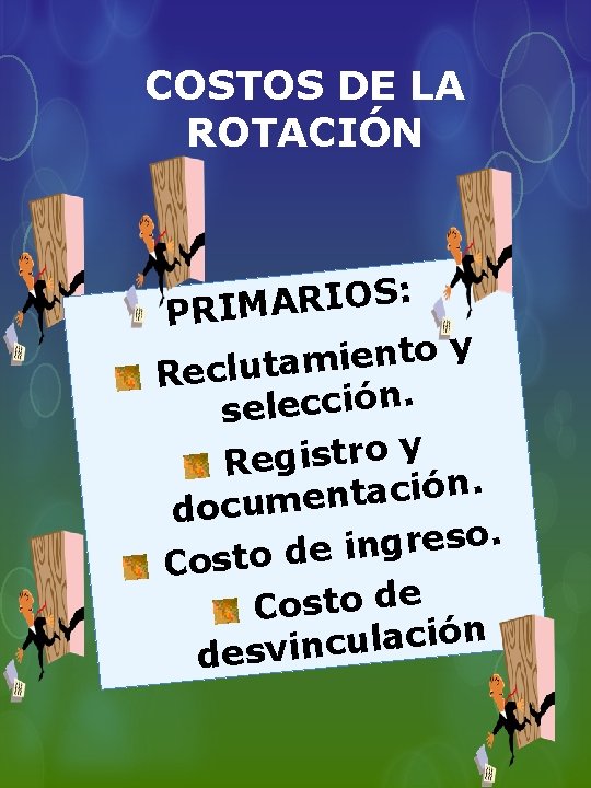 COSTOS DE LA ROTACIÓN : S O I R A M PRI y o