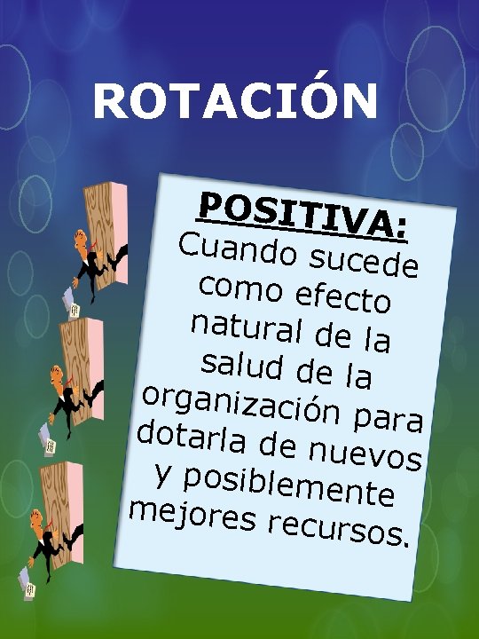 ROTACIÓN POSITIV A : Cuando su cede como efec to natural de la salud