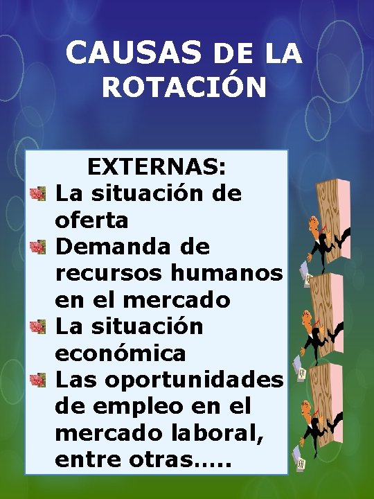 CAUSAS DE LA ROTACIÓN EXTERNAS: La situación de oferta Demanda de recursos humanos en