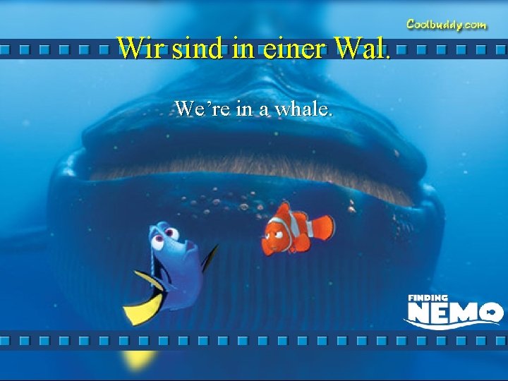Wir sind in einer Wal. We’re in a whale. 
