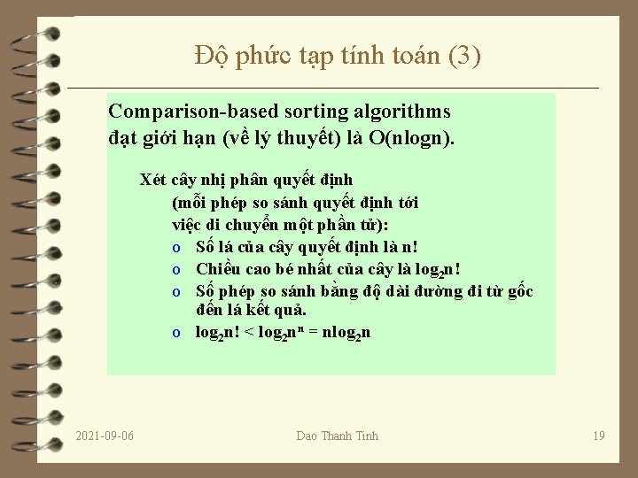 Độ phức tạp tính toán (3) Comparison-based sorting algorithms đạt giới hạn (về lý