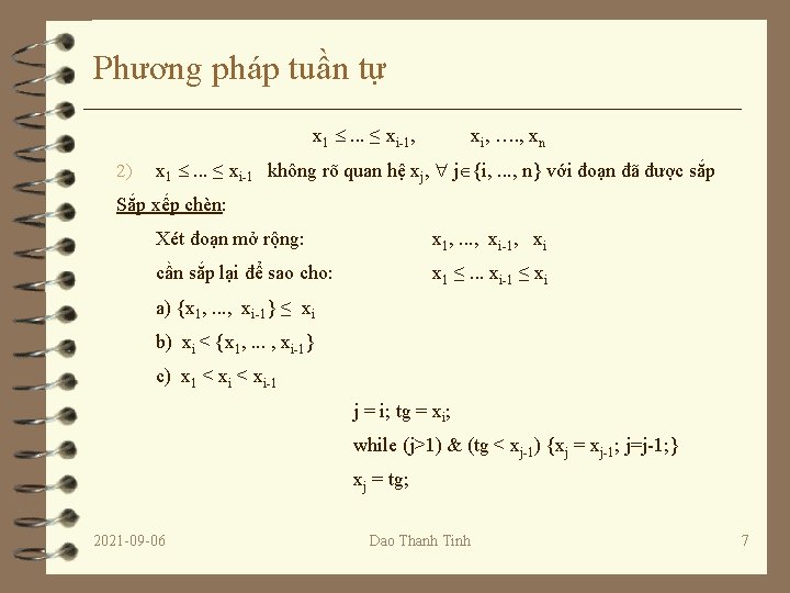 Phương pháp tuần tự x 1 . . . ≤ xi-1, 2) xi, ….