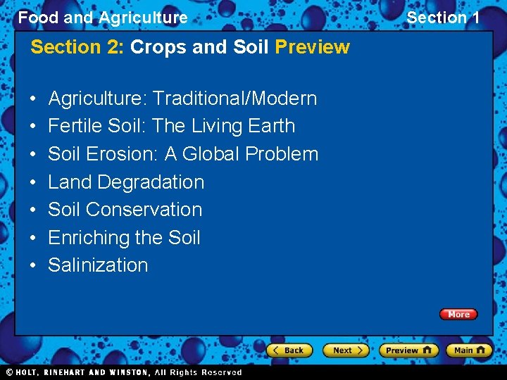 Food and Agriculture Section 2: Crops and Soil Preview • • Agriculture: Traditional/Modern Fertile