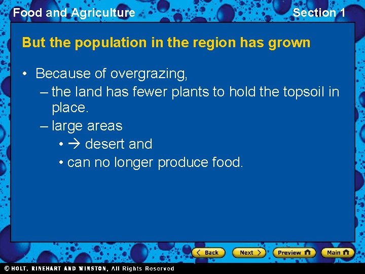 Food and Agriculture Section 1 But the population in the region has grown •
