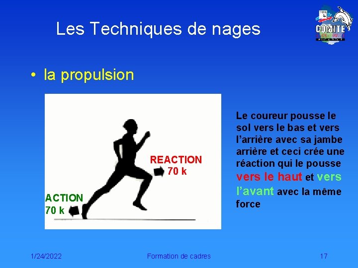 Les Techniques de nages • la propulsion REACTION 70 k 1/24/2022 Formation de cadres