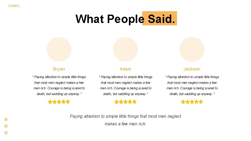 EVORT. What People Said. Bryan Adam Jackson “ Paying attention to simple little things