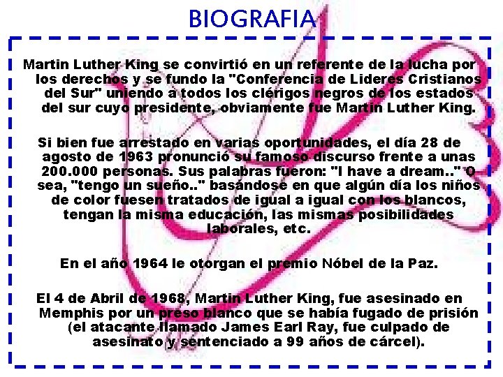 BIOGRAFIA Martin Luther King se convirtió en un referente de la lucha por los