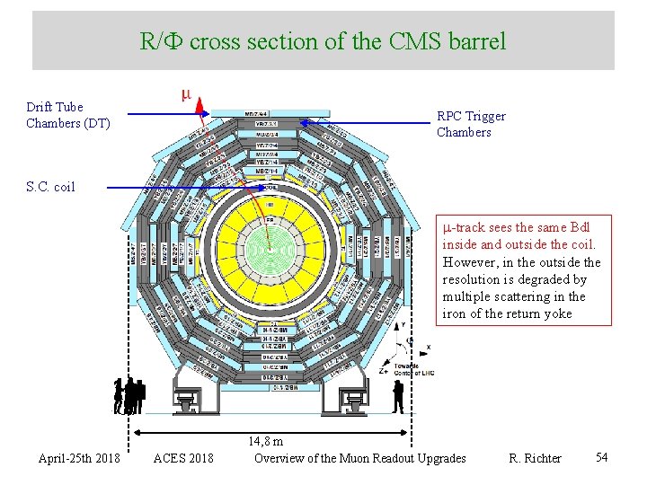 R/F cross section of the CMS barrel Drift Tube Chambers (DT) RPC Trigger Chambers