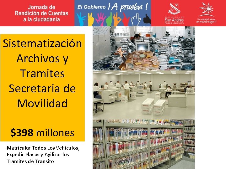 Sistematización Archivos y Tramites Secretaria de Movilidad $398 millones Matricular Todos Los Vehículos, Expedir