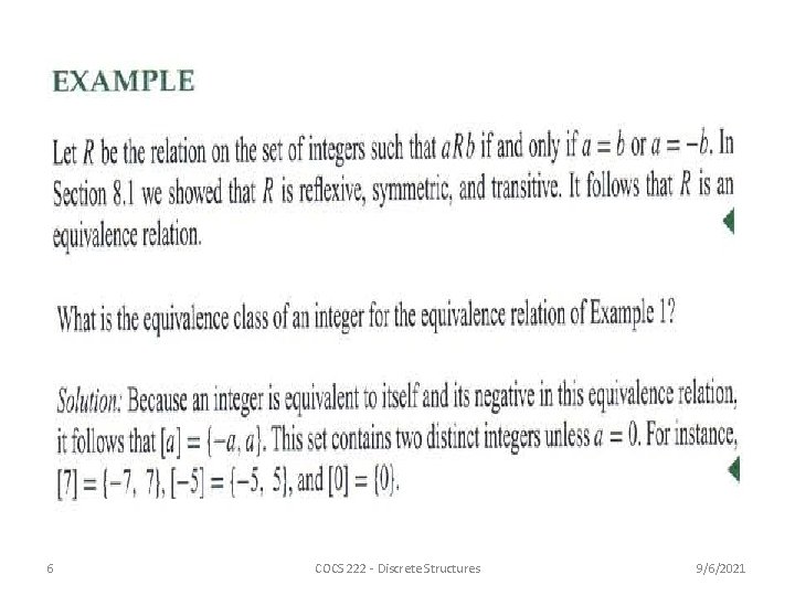 6 COCS 222 - Discrete Structures 9/6/2021 