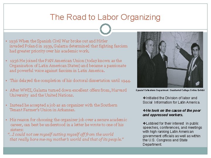 The Road to Labor Organizing • 1936 When the Spanish Civil War broke out