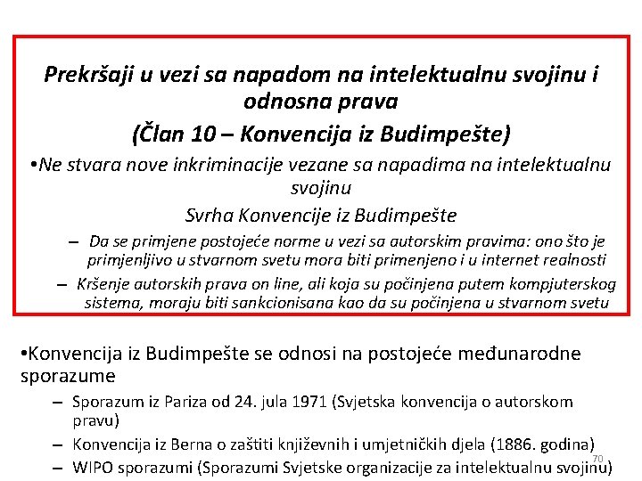 Prekršaji u vezi sa napadom na intelektualnu svojinu i odnosna prava (Član 10 –