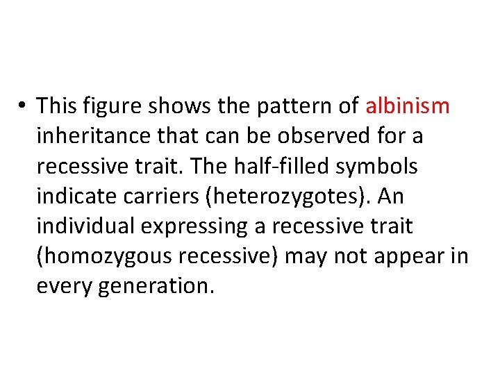  • This figure shows the pattern of albinism inheritance that can be observed