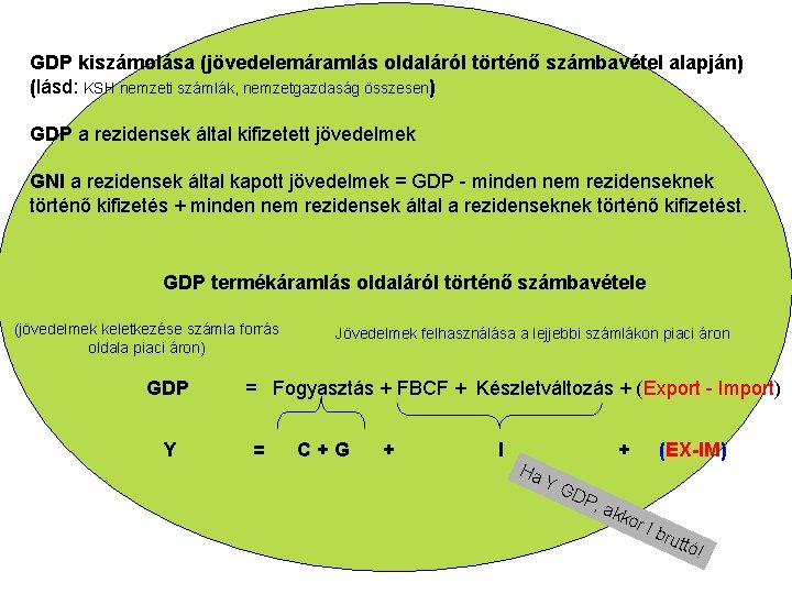 GDP kiszámolása (jövedelemáramlás oldaláról történő számbavétel alapján) (lásd: KSH nemzeti számlák, nemzetgazdaság összesen) GDP