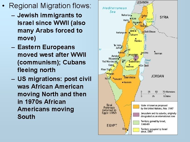  • Regional Migration flows: – Jewish immigrants to Israel since WWII (also many