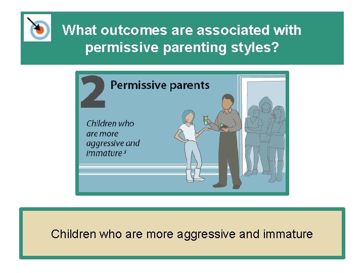 What outcomes are associated with permissive parenting styles? Children who are more aggressive and