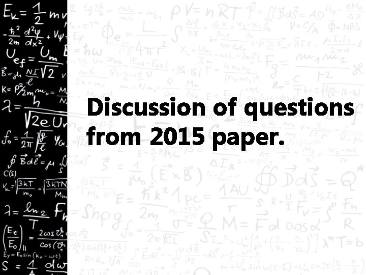 Discussion of questions from 2015 paper. 