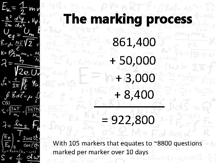 The marking process 861, 400 + 50, 000 + 3, 000 + 8, 400