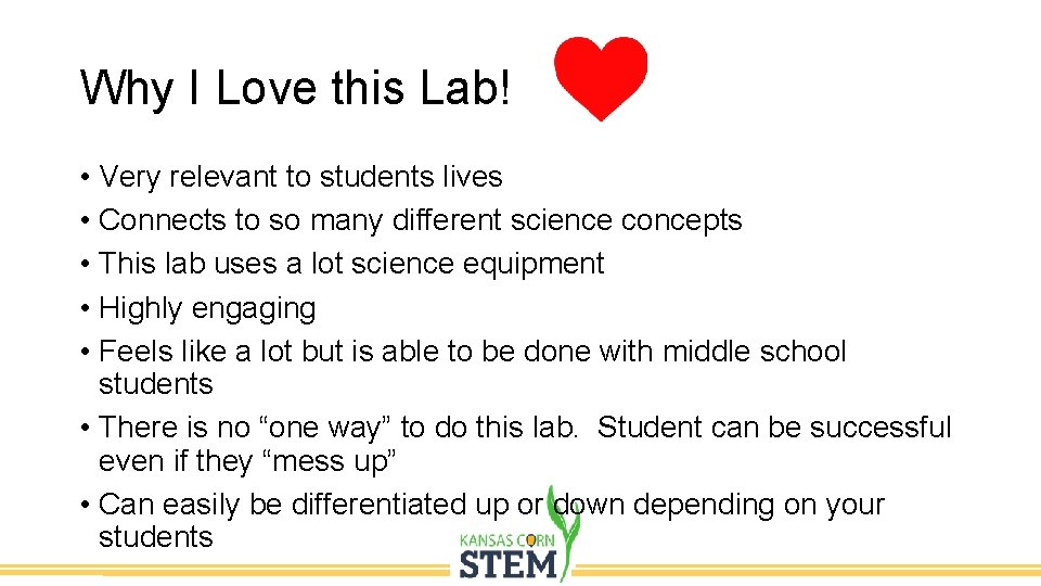 Why I Love this Lab! Budget • Very relevant to students lives • Connects