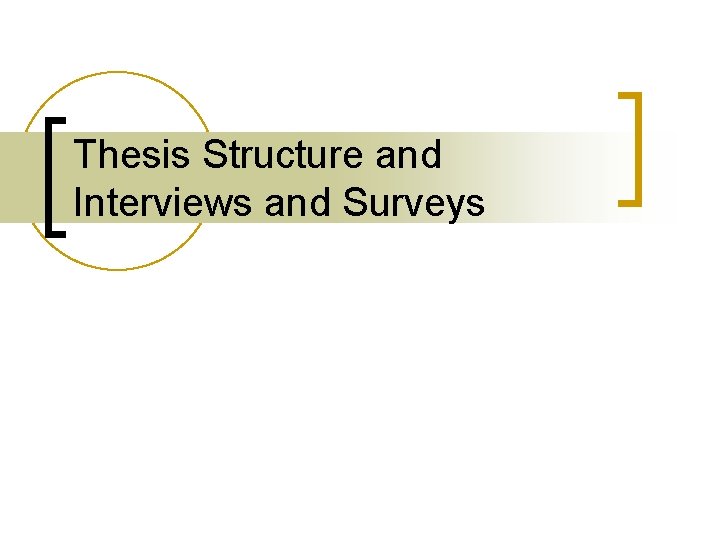 Thesis Structure and Interviews and Surveys 