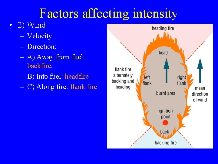 Factors affecting intensity • 2) Wind – Velocity – Direction: – A) Away from