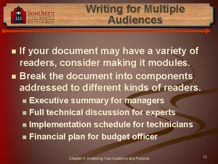 Writing for Multiple Audiences n n If your document may have a variety of