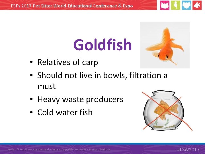 PSI’s 2017 Pet Sitter World Educational Conference & Expo Goldfish • Relatives of carp