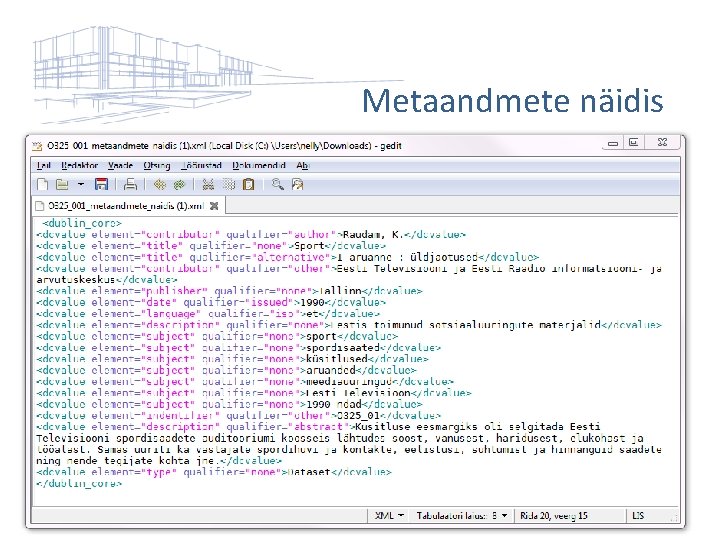 Metaandmete näidis 