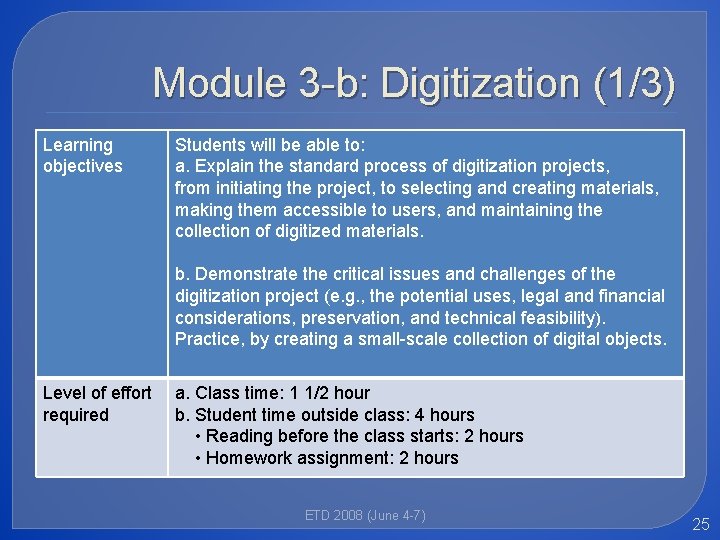 Module 3 -b: Digitization (1/3) Learning objectives Students will be able to: a. Explain