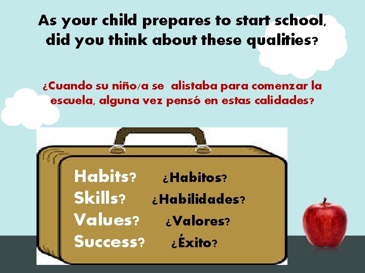 As your child prepares to start school, did you think about these qualities? ¿Cuando