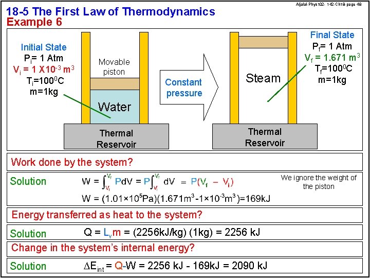 Aljalal-Phys 102 - 142 -Ch 18 -page 48 18 -5 The First Law of