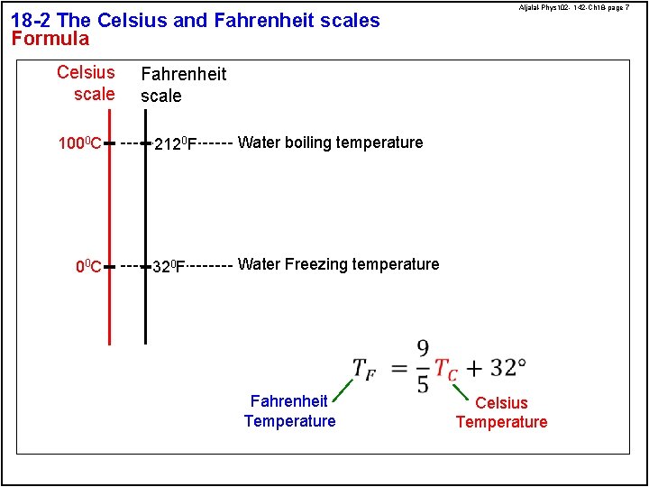 18 -2 The Celsius and Fahrenheit scales Formula Celsius scale 1000 C 00 C