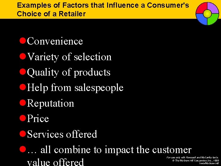 Examples of Factors that Influence a Consumer's Choice of a Retailer l. Convenience l.